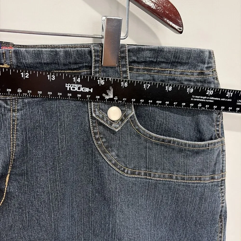 VTG Y2K SWAK Jeans Denim Maxi Skirt Womens 20 Dark Wash Utility Cargo Long